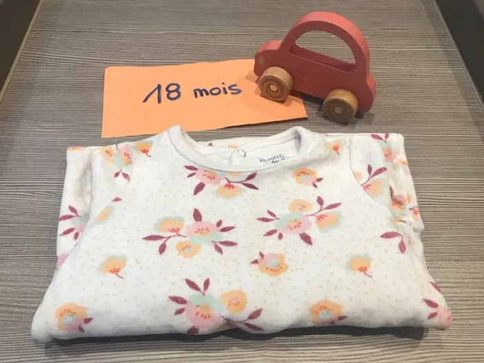 Pyjama velours écru fleurs 18 mois DPAM 🌸 - photo numéro 9