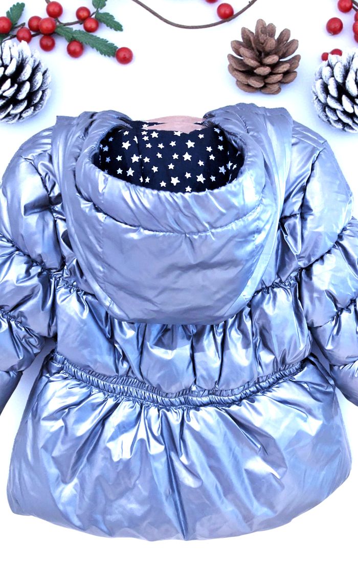 CATIMINI - NEW - MANTEAU TYPE DOUDOUNE BÉBÉ FILLE ACIER MÉTALLISÉ DETAIL BRODERIES CŒURS & AUTRES 6M - photo numéro 9