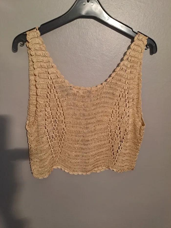 Débardeur femme moutarde en crochet - Marque Mystic - Taille 38 - État neuf. - photo numéro 10