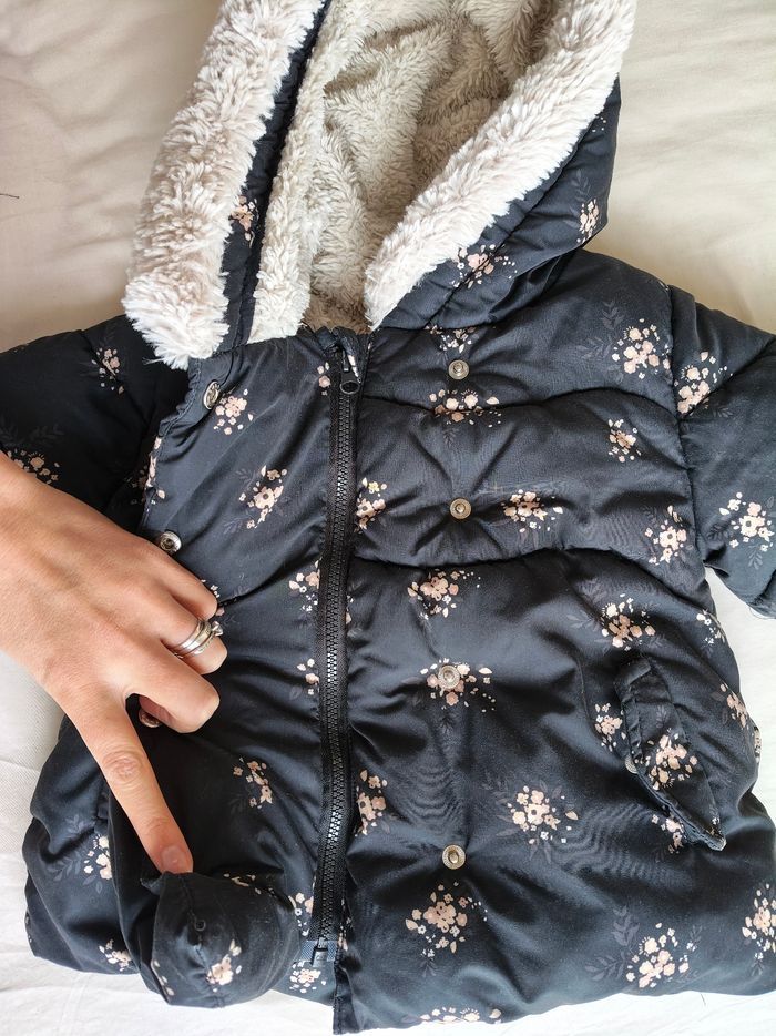 Doudoune manteau hiver a fleurs taille 18 mois tao tape a l'oeil - photo numéro 2