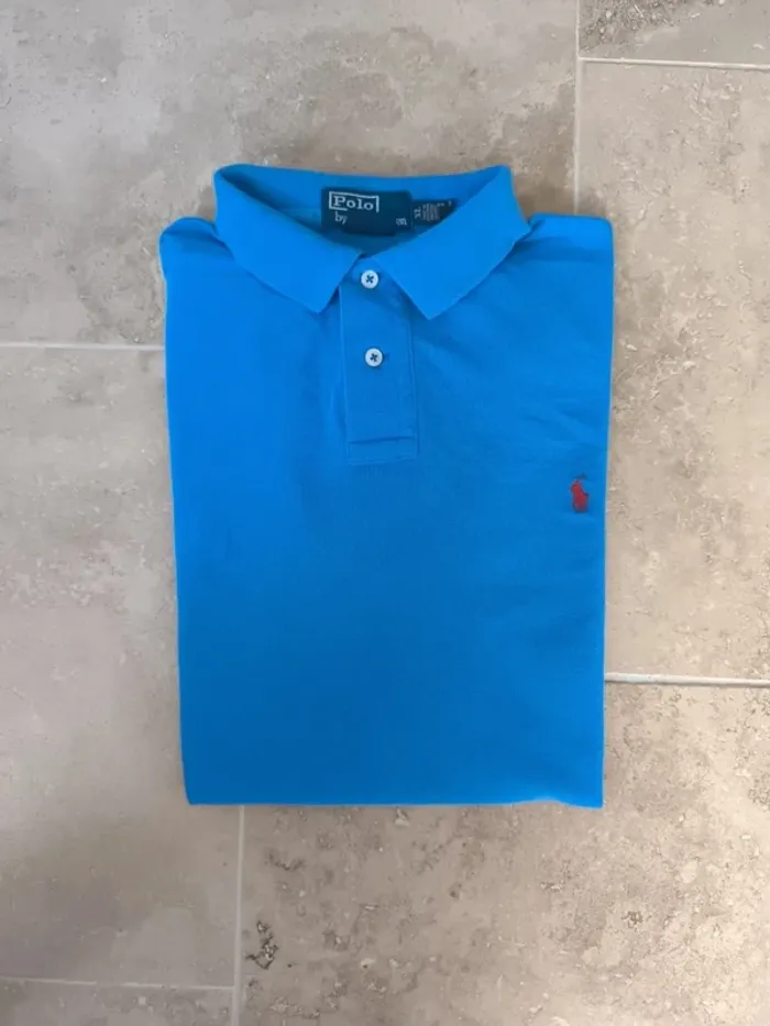 Polo Ralph Lauren homme taille XL Bleu logo rouge excellent état