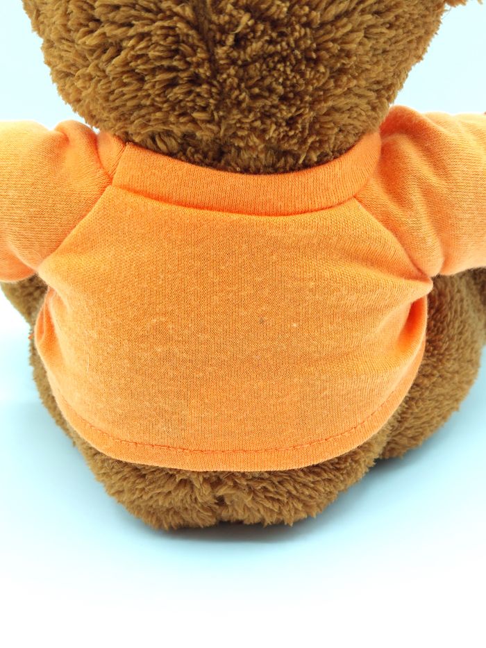 Peluche doudou ours marron zoo refuge la Tanière Minifeet tee-shirt orange 20 cm - photo numéro 5
