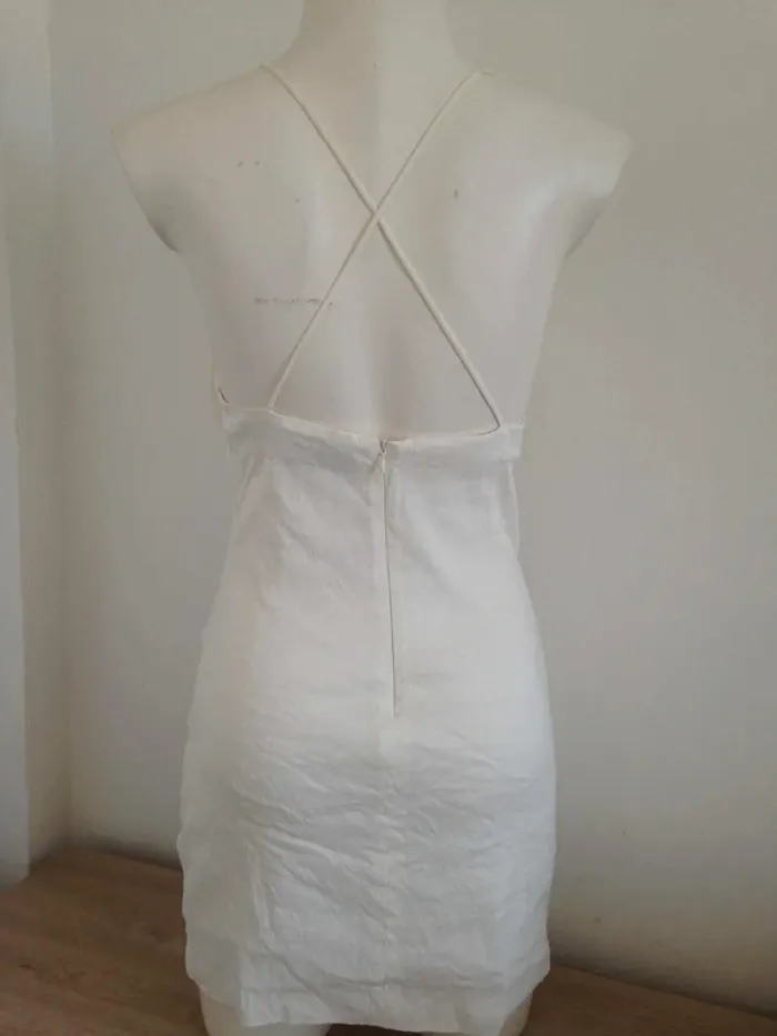 Robe sans manches dos nu drapée en lin M 38 Zara - photo numéro 8