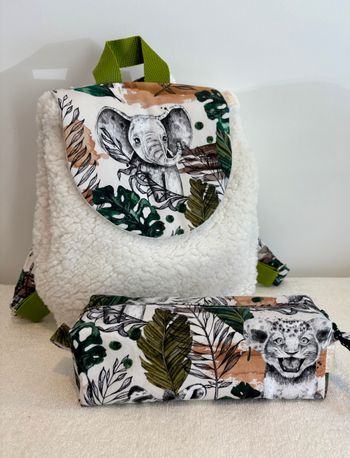 Sac maternelle et sa trousse assortie Jungle