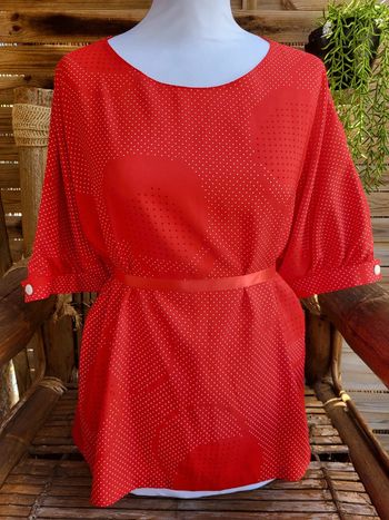 Blouse fluide rétro chic rouge à pois christine laure taille 46