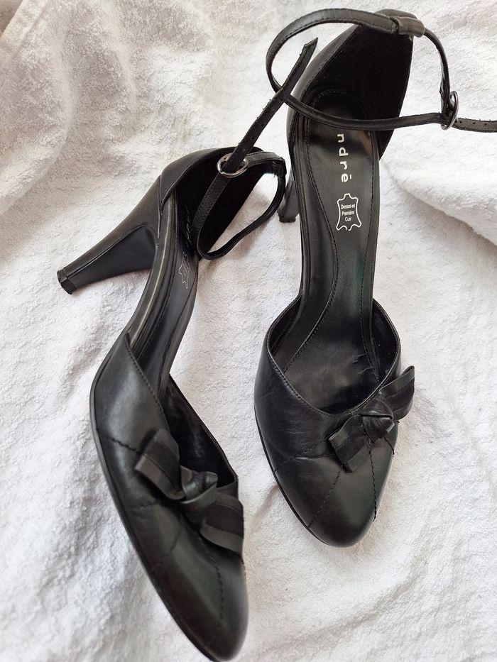 Escarpins à talons cuir  noir - photo numéro 2