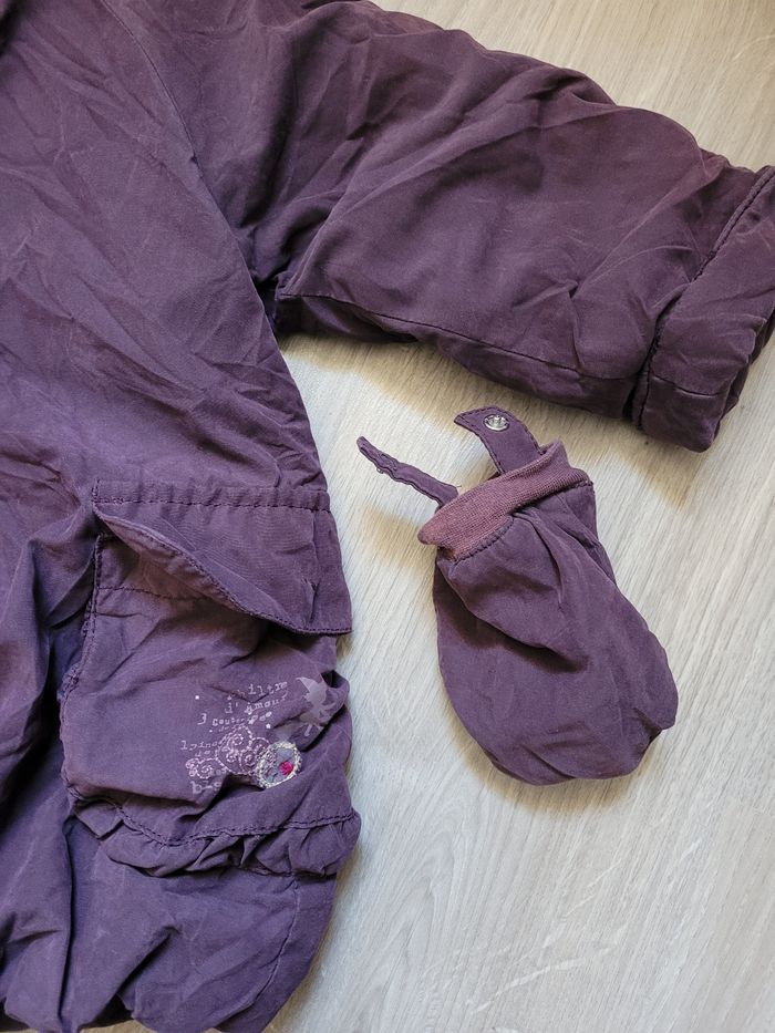 Manteau avec capuche et moufles fille 24 mois 86 cm Sergent-major - photo numéro 7