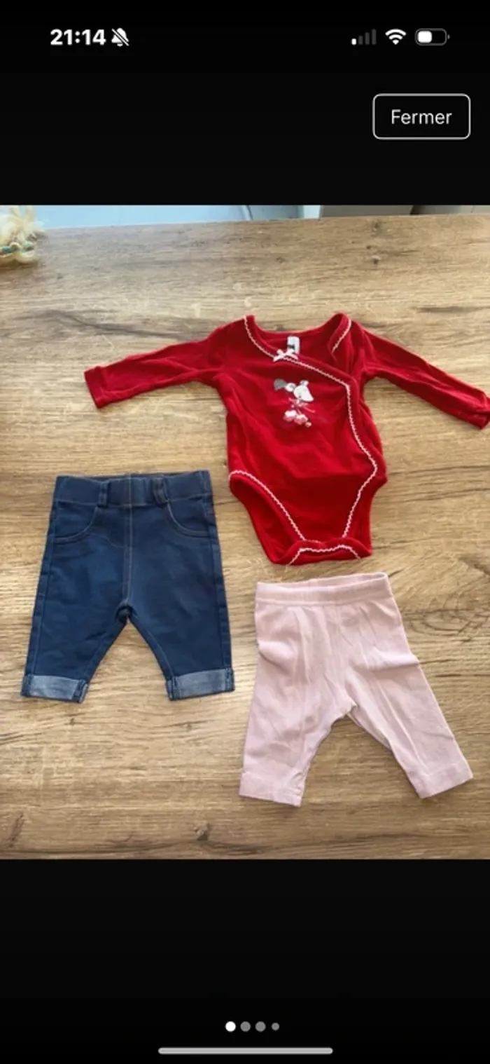 Joli lot pour bébé fille 1 mois bodie/pantalon/legging - photo numéro 2