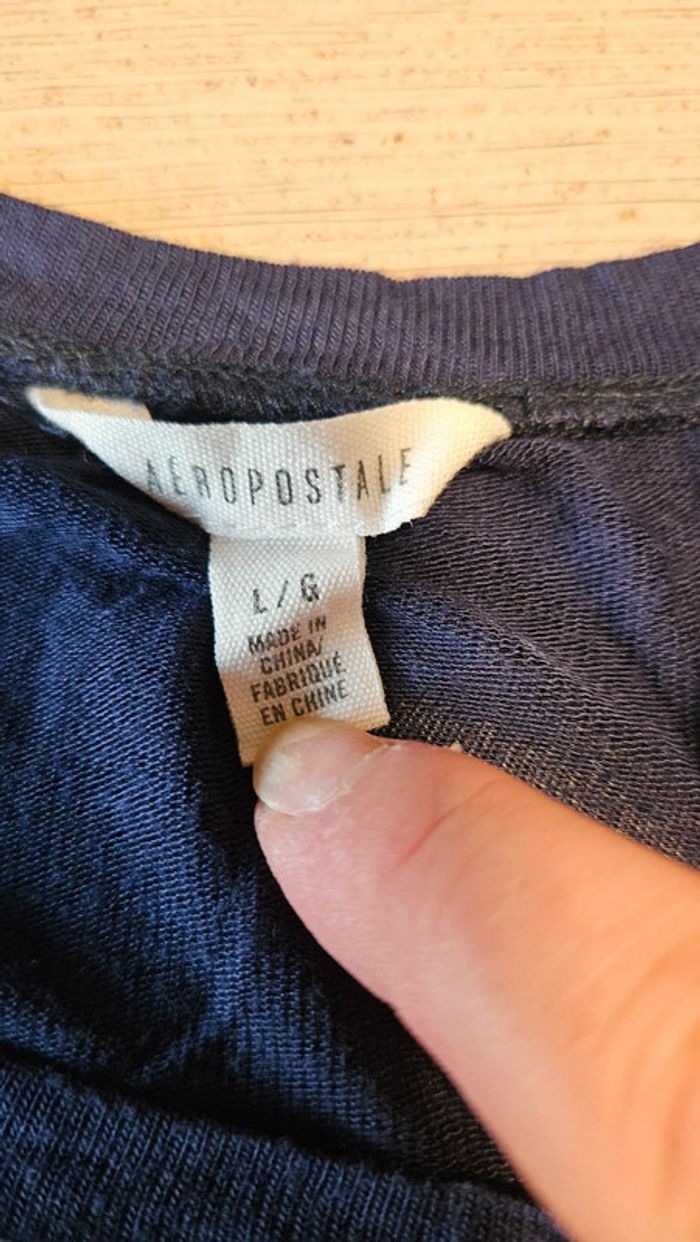 Blouse légère bleue à manches longues, motif fleuri, Aeropostale, taille L - photo numéro 6