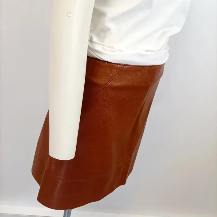 Jupe marron cuir synthétique - camaïeu - taille 42 (A985) - photo numéro 3