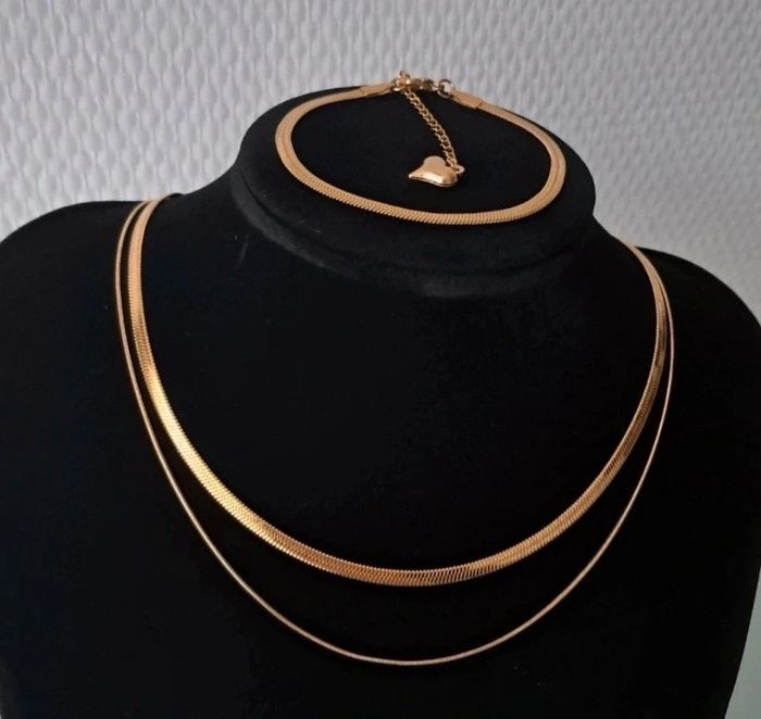 Parure maille serpent double collier bracelet