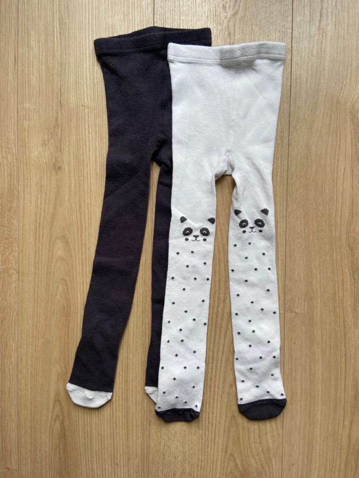 2 paires de collants neufs Kiabi 19-22 panda