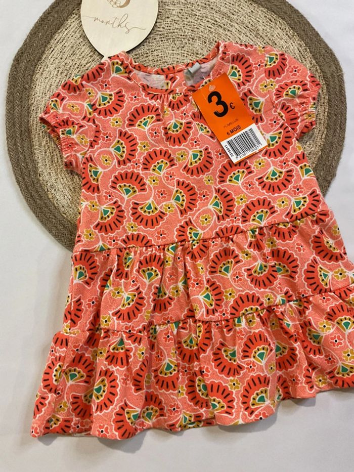 Robe neuve fille orange rose été - photo numéro 3