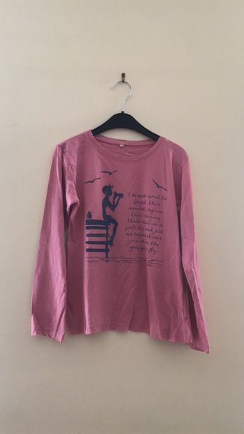 Teeshirt à longues manches rose avec imprimé