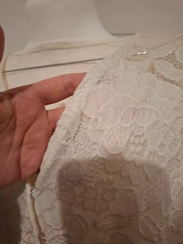 Combishort robe en dentelle blanche crème taille XS/S 34/36 - photo numéro 4