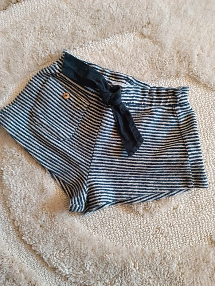 Short en maille style marinière Zara 6-12 mois - photo numéro 10