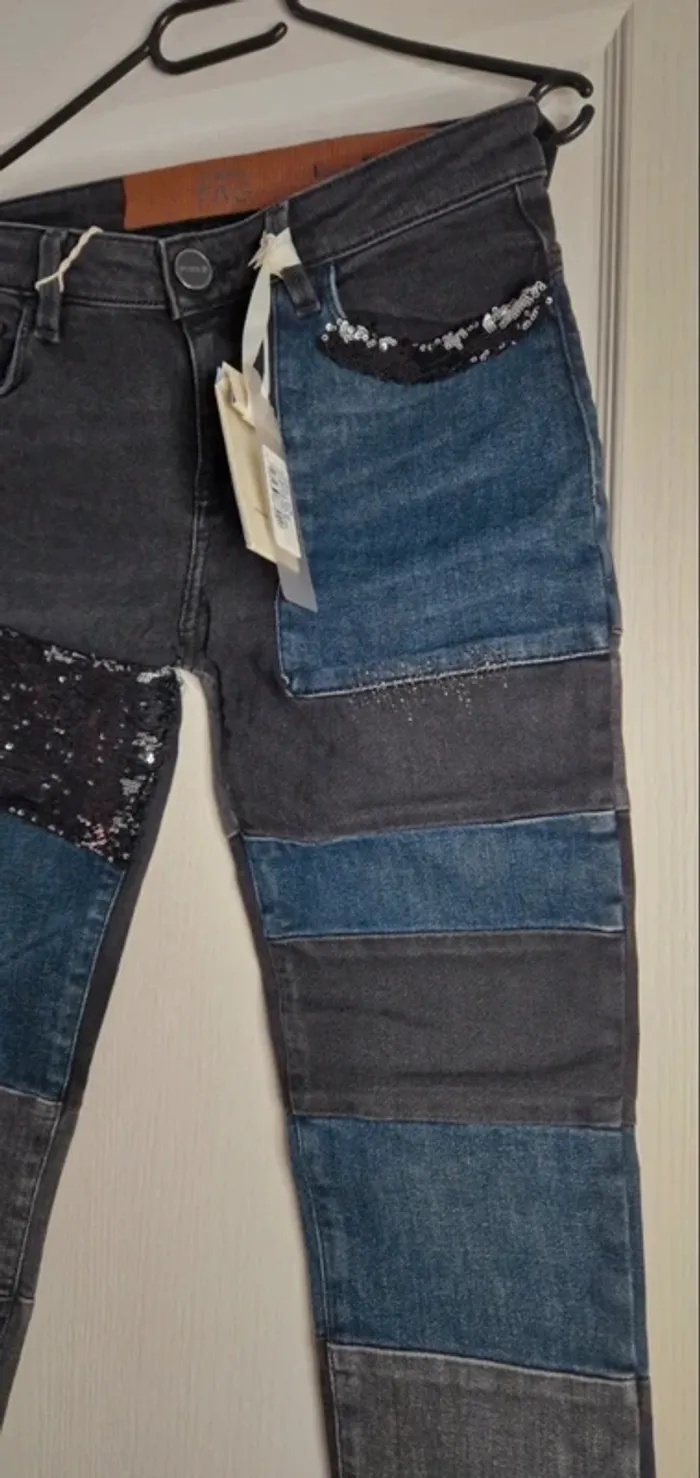 Magnifique jeans Pinko bi color sequins neuf avec étiquette - photo numéro 5