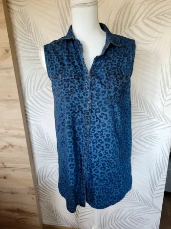 Chemise sans manche tacheté bleu marine