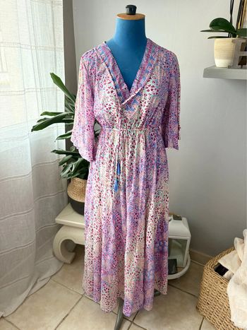 Robe longue à motif orientale - Lila/vert/bleu - taille unique neuve avec étiquette