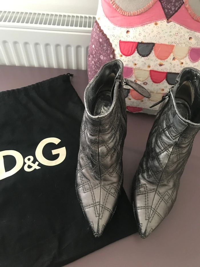 Bottines cuir D&G argentée 37 1/5