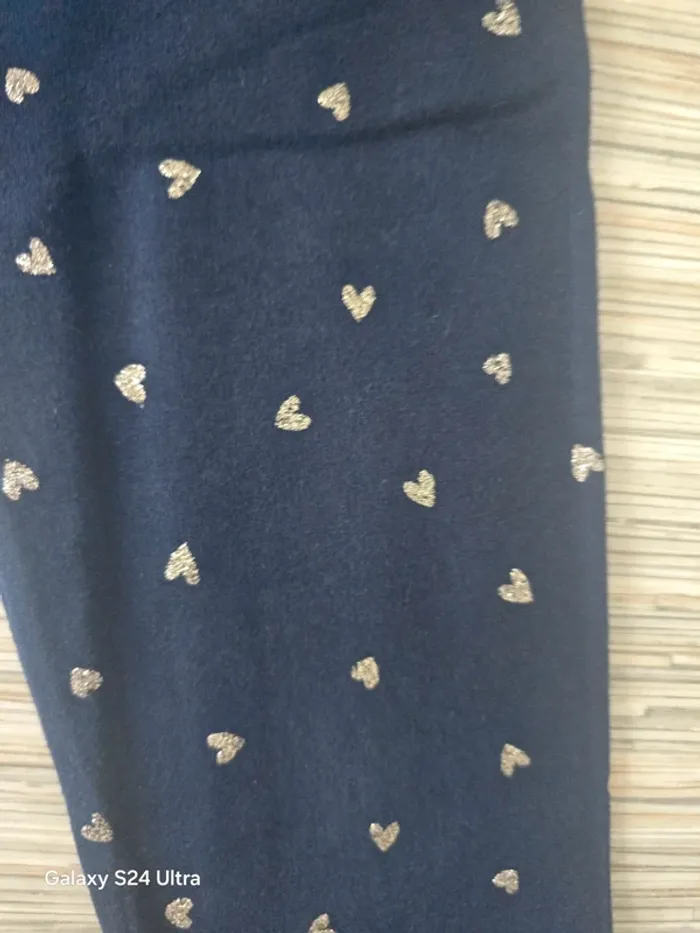 Legging bleu marine motifs coeurs doré - Kiabi - Taille 10 ans - photo numéro 2