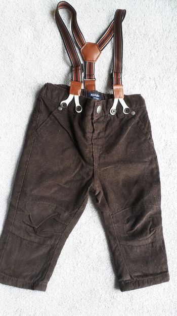 Pantalon velours marron 9 mois + bretelles