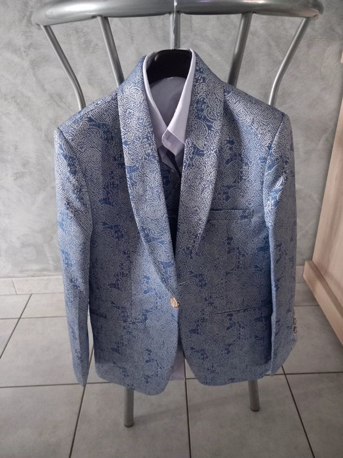 Costume enfant mariage bleu clair taille 150 cm - photo numéro 12