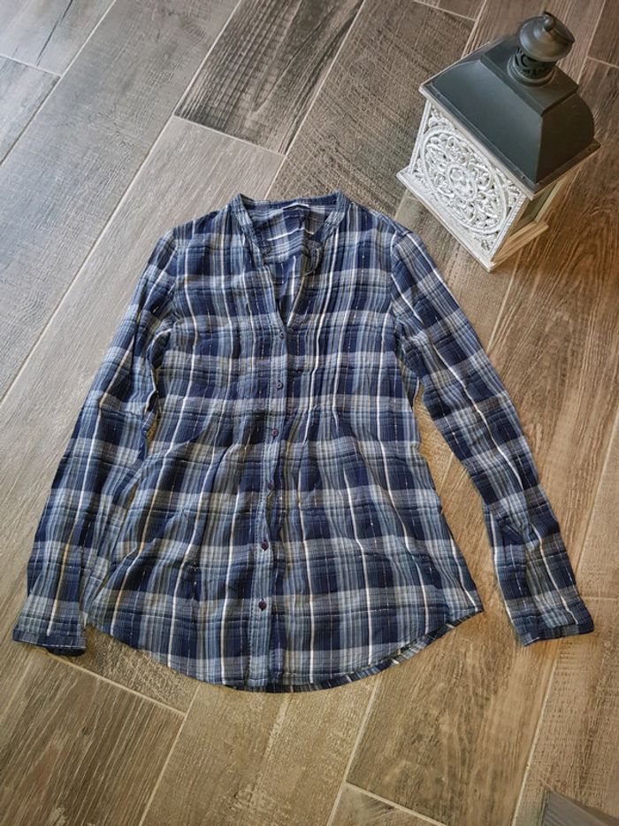 Chemise à carreaux bleu  femme