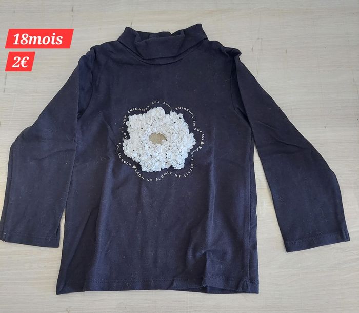 Sous pull motif fleurs fille 18mois - photo numéro 2