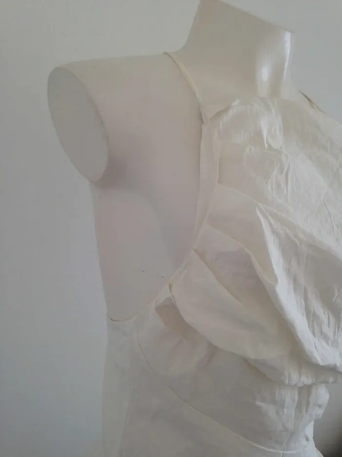 Robe sans manches dos nu drapée en lin M 38 Zara - photo numéro 5