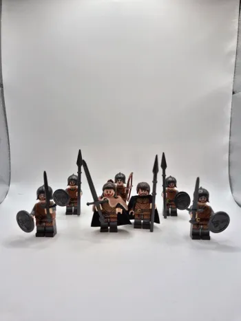 Figurines type lego 7 guerriers du loup dont le Roi game of thrones seigneur des anneaux