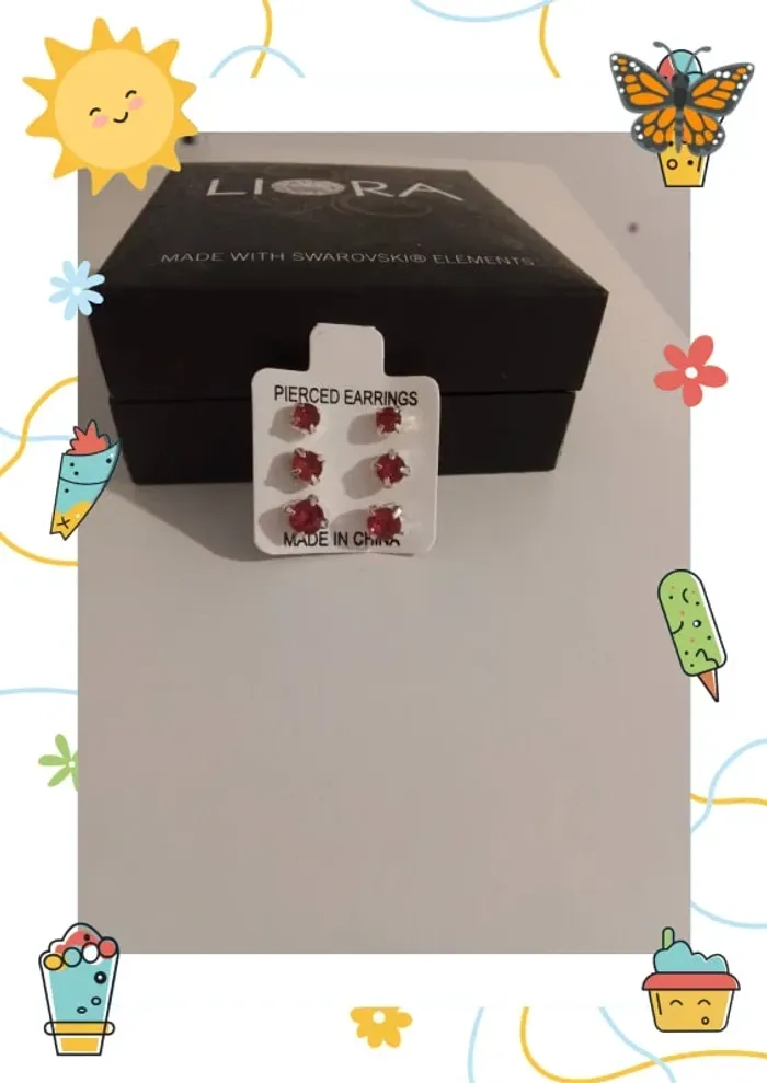 Lot de 3 paires de clous d’oreilles rouge - photo numéro 2
