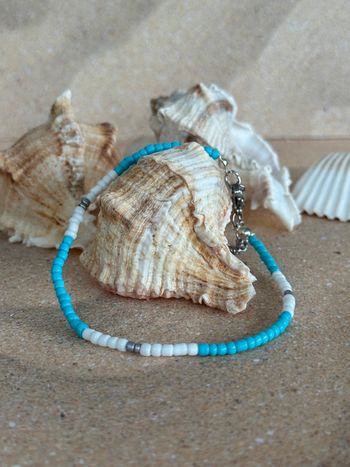 Bracelet de cheville perles de rocaille attache en acier inoxydable