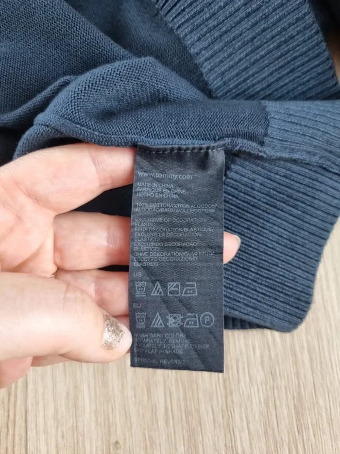 Pull en coll V Tommy Hilfiger bleue Homme Taille XS - photo numéro 3