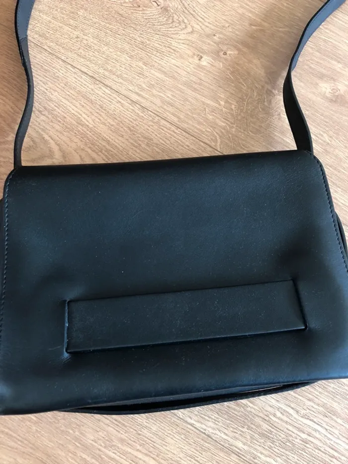 Sac bandoulière noir cuir neuf Made in France - photo numéro 2