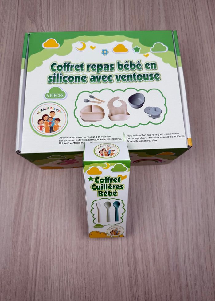 Coffret Repas Bébé Garçon 9 Pièces Silicone Sans BPA – Idéal DME ou Cadeau – Neuf - photo numéro 4