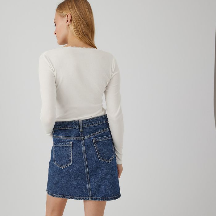 T-shirt boutonné manches longues, détail dentelle - taille XL - couleur ivoire - La Redoute Collecti - photo numéro 4