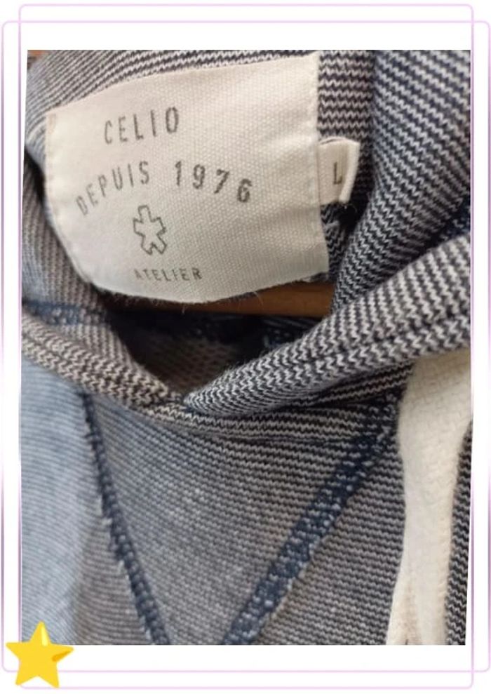 Pull sweat capuche bleu Celio L - photo numéro 8