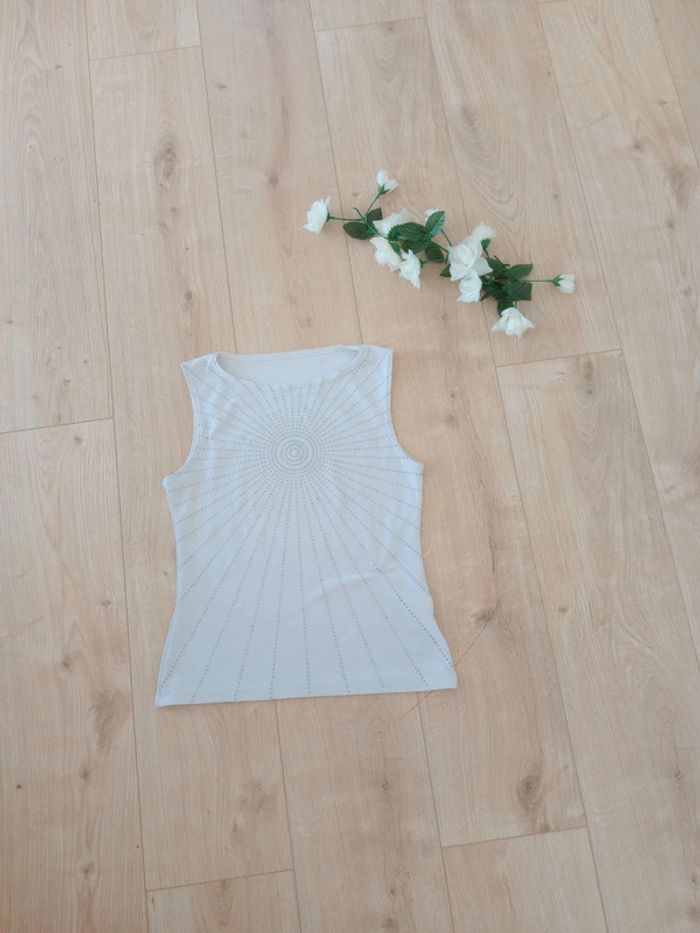 Top femme 36 blanc strass c85 - photo numéro 5