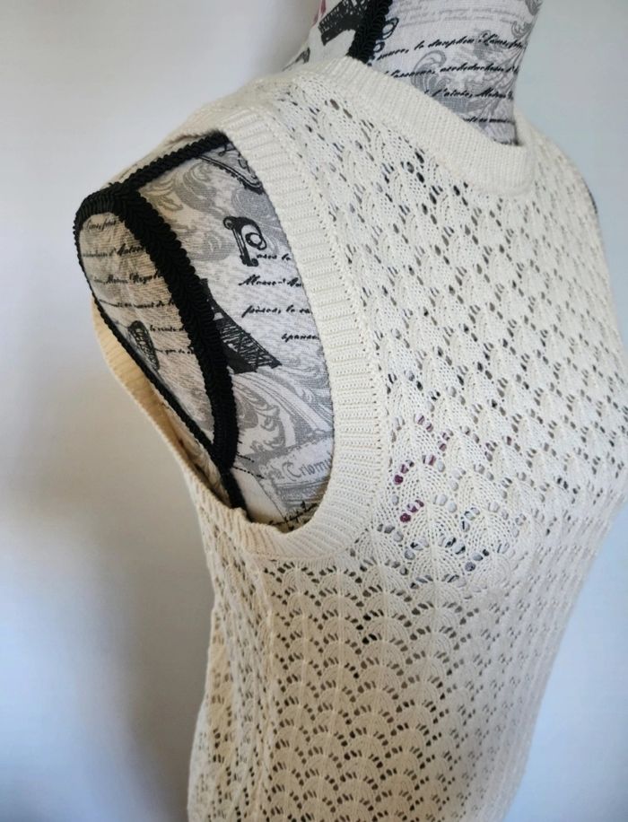 💫 Superbe robe en crochet écru de la marque Mim, taille L. - photo numéro 3