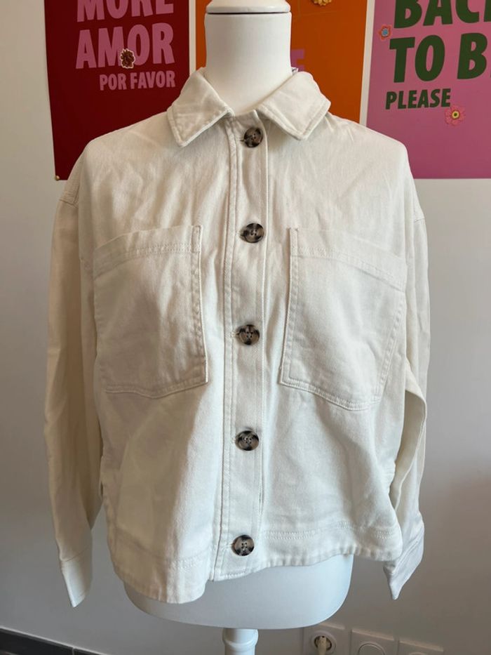 Veste Jean Blanche Oversize Cropped New Look 40 Neuve
