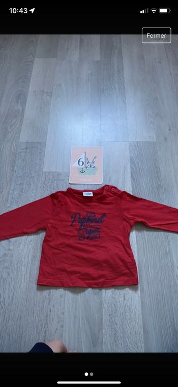 Tee shirt manche longue rouge 6 mois