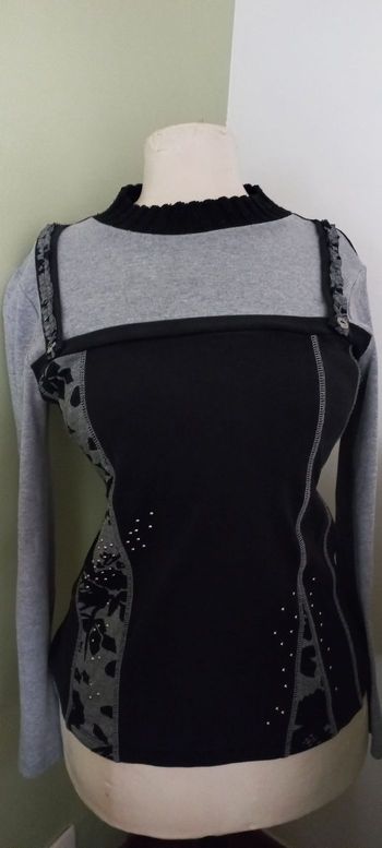 Tee-shirt Fantaisie ML/ Noir&Gris / T.M