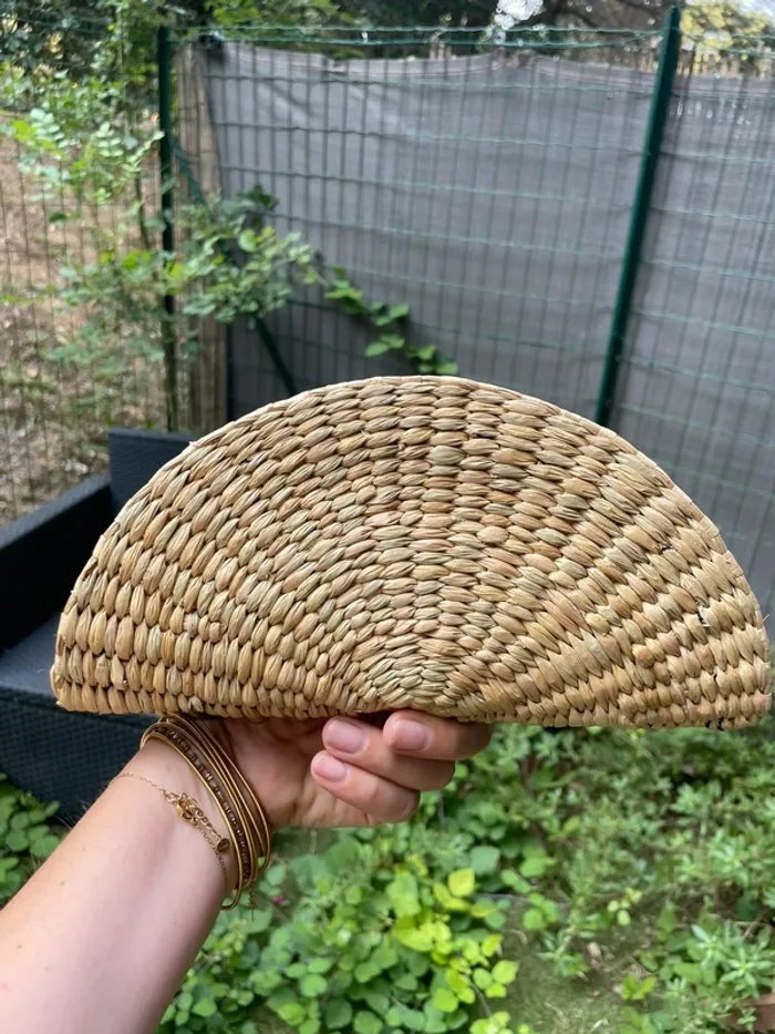 Petite pochette plate osier et broderie - photo numéro 4