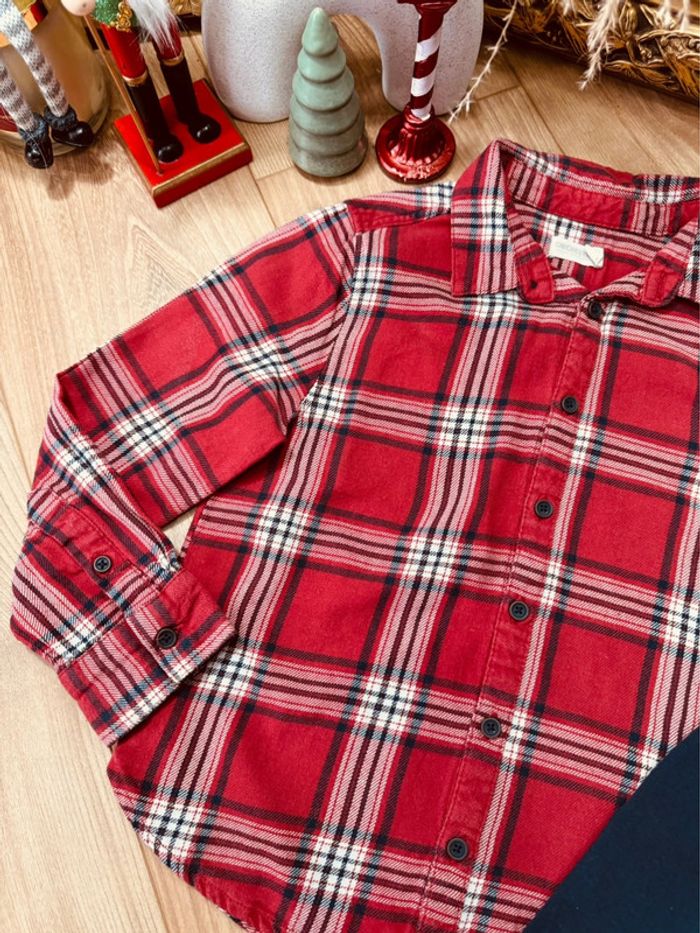 Taille 6 ans teeshirt et chemise Noël garçon Okaidi Orchestra rouge bleu marine * sapin * 🎄 - photo numéro 2