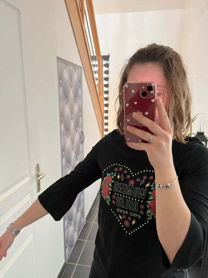 T-shirt manches 3/4 noir Cache cache M🖤 - photo numéro 3