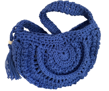 sac bohème au crochet fait main bleu
