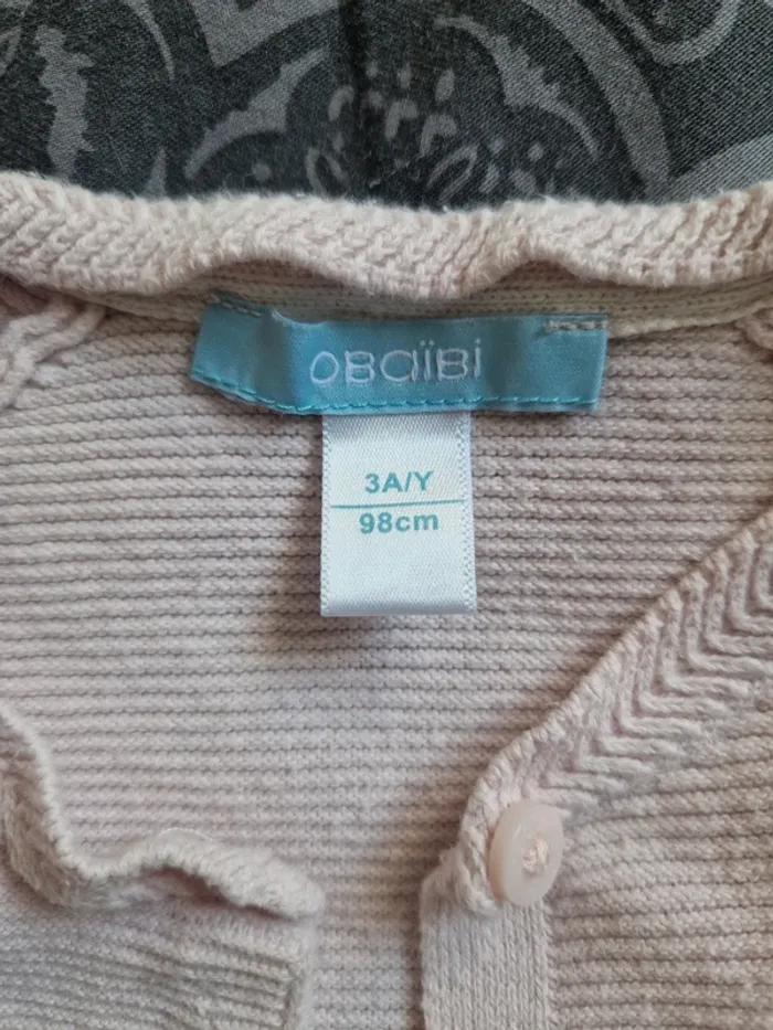 Gilet rose pâle taille 3 ans Obaïbi - photo numéro 3