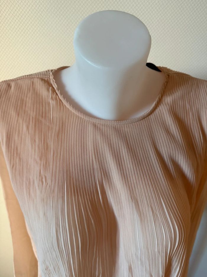 Blouse plissé en très bon état taille L rose pale Zara - photo numéro 3
