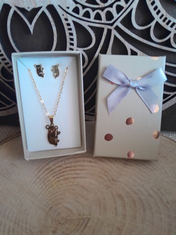 Parure koala acier inoxydable doré